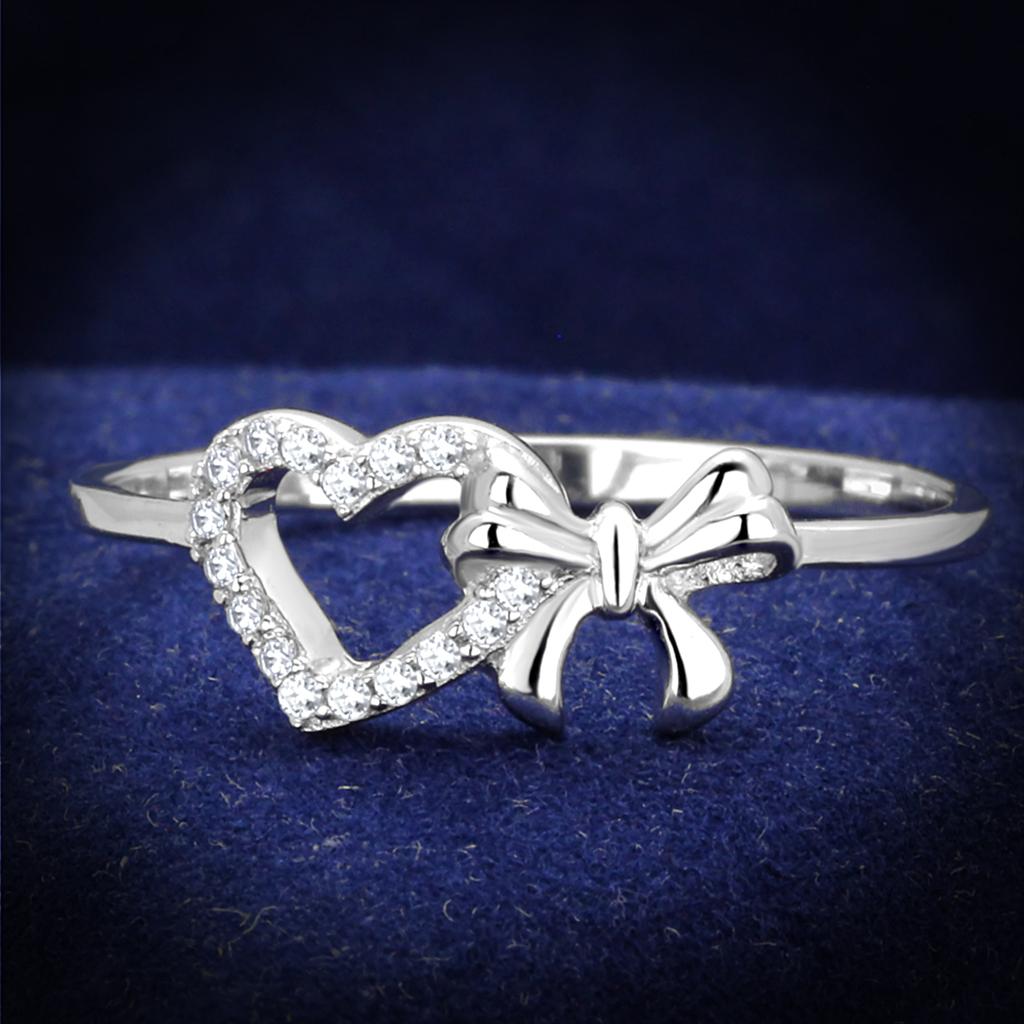 TS195 - Rhodium 925 Sterling Silver Ring with AAA Grade CZ  in Clear-0