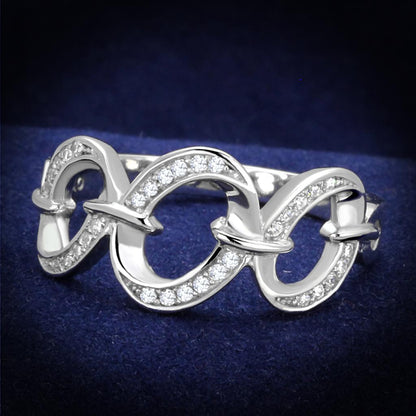 TS212 - Rhodium 925 Sterling Silver Ring with AAA Grade CZ  in Clear-0