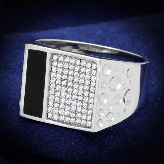 TS219 - Rhodium 925 Sterling Silver Ring with AAA Grade CZ  in Clear-0