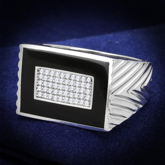 TS220 - Rhodium 925 Sterling Silver Ring with AAA Grade CZ  in Clear-0