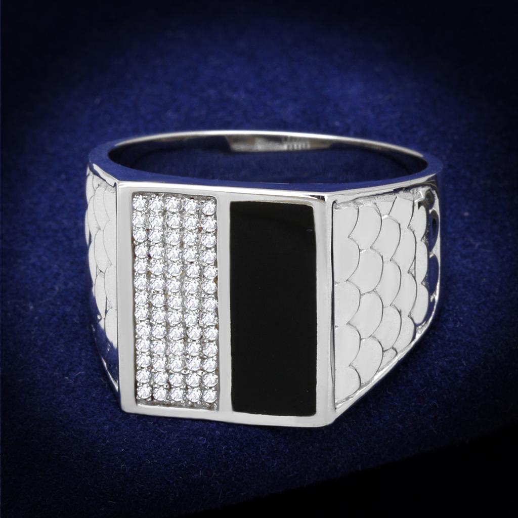 TS226 - Rhodium 925 Sterling Silver Ring with AAA Grade CZ  in Clear-0