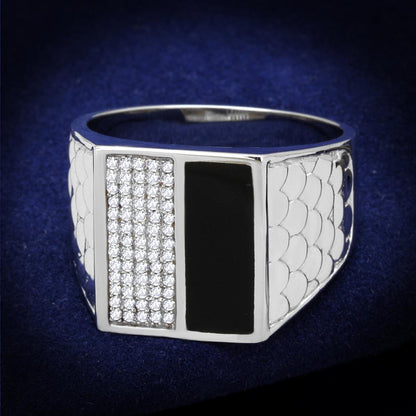 TS226 - Rhodium 925 Sterling Silver Ring with AAA Grade CZ  in Clear-0