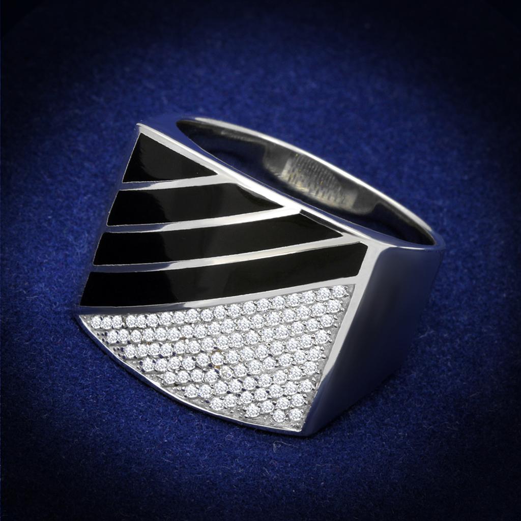 TS227 - Rhodium 925 Sterling Silver Ring with AAA Grade CZ  in Clear-0