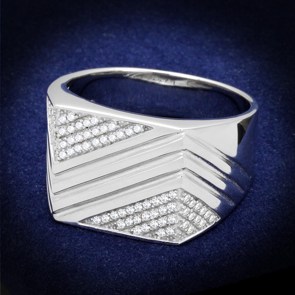 TS230 - Rhodium 925 Sterling Silver Ring with AAA Grade CZ  in Clear-0