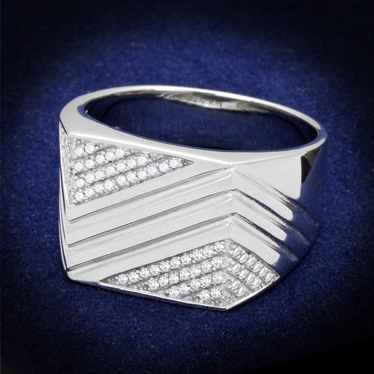 TS230 - Rhodium 925 Sterling Silver Ring with AAA Grade CZ  in Clear-0