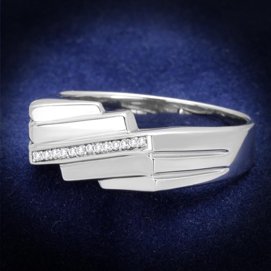 TS232 - Rhodium 925 Sterling Silver Ring with AAA Grade CZ  in Clear-0