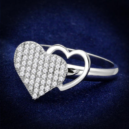 TS260 - Rhodium 925 Sterling Silver Ring with AAA Grade CZ  in Clear-0