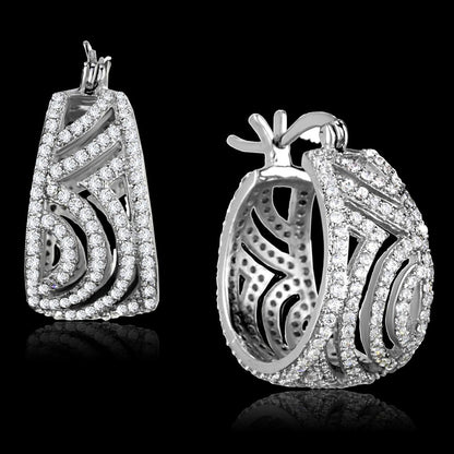 TS296 - Rhodium 925 Sterling Silver Earrings with AAA Grade CZ  in Clear-0