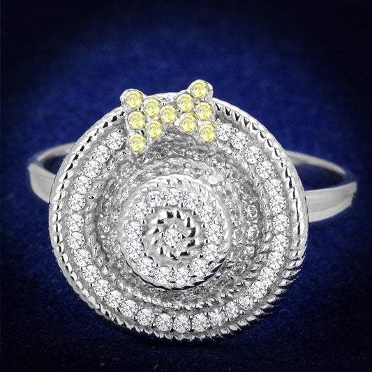 TS319 - Reverse Two-Tone 925 Sterling Silver Ring with AAA Grade CZ  in Topaz-0