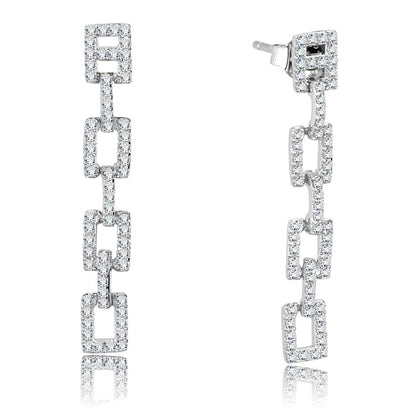 TS326 - Rhodium 925 Sterling Silver Earrings with AAA Grade CZ  in Clear-0