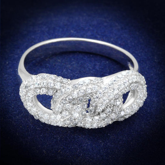 TS334 - Rhodium 925 Sterling Silver Ring with AAA Grade CZ  in Clear-0
