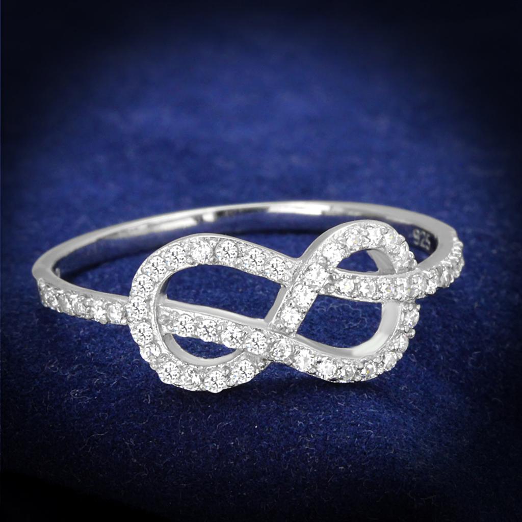 TS360 - Rhodium 925 Sterling Silver Ring with AAA Grade CZ  in Clear-0