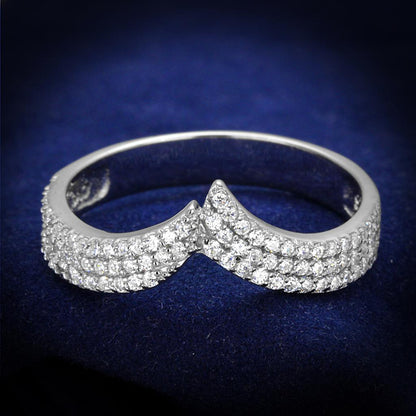 TS366 - Rhodium 925 Sterling Silver Ring with AAA Grade CZ  in Clear-0