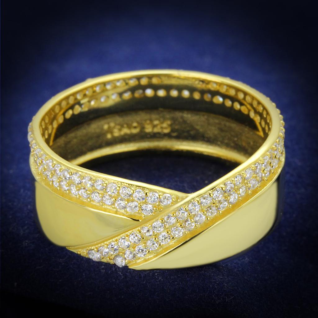 TS380 - Gold 925 Sterling Silver Ring with AAA Grade CZ  in Clear-0