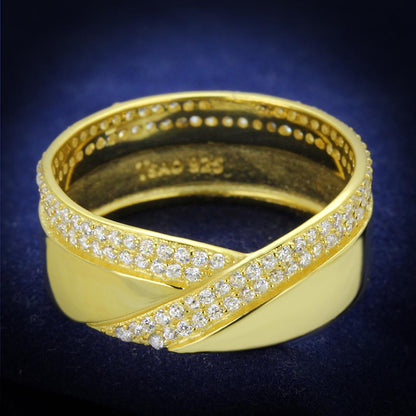 TS380 - Gold 925 Sterling Silver Ring with AAA Grade CZ  in Clear-0
