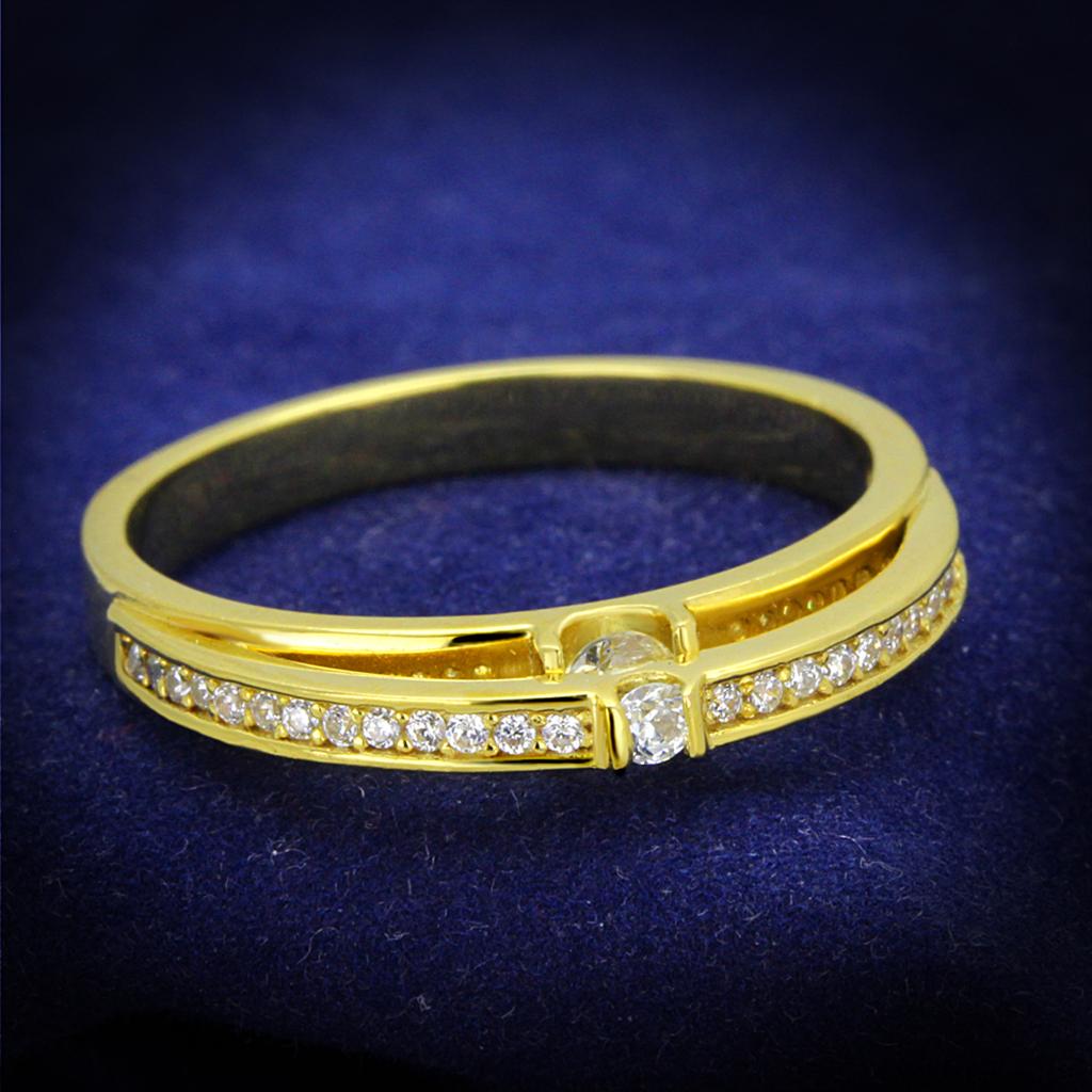 TS403 - Gold 925 Sterling Silver Ring with AAA Grade CZ  in Clear-0