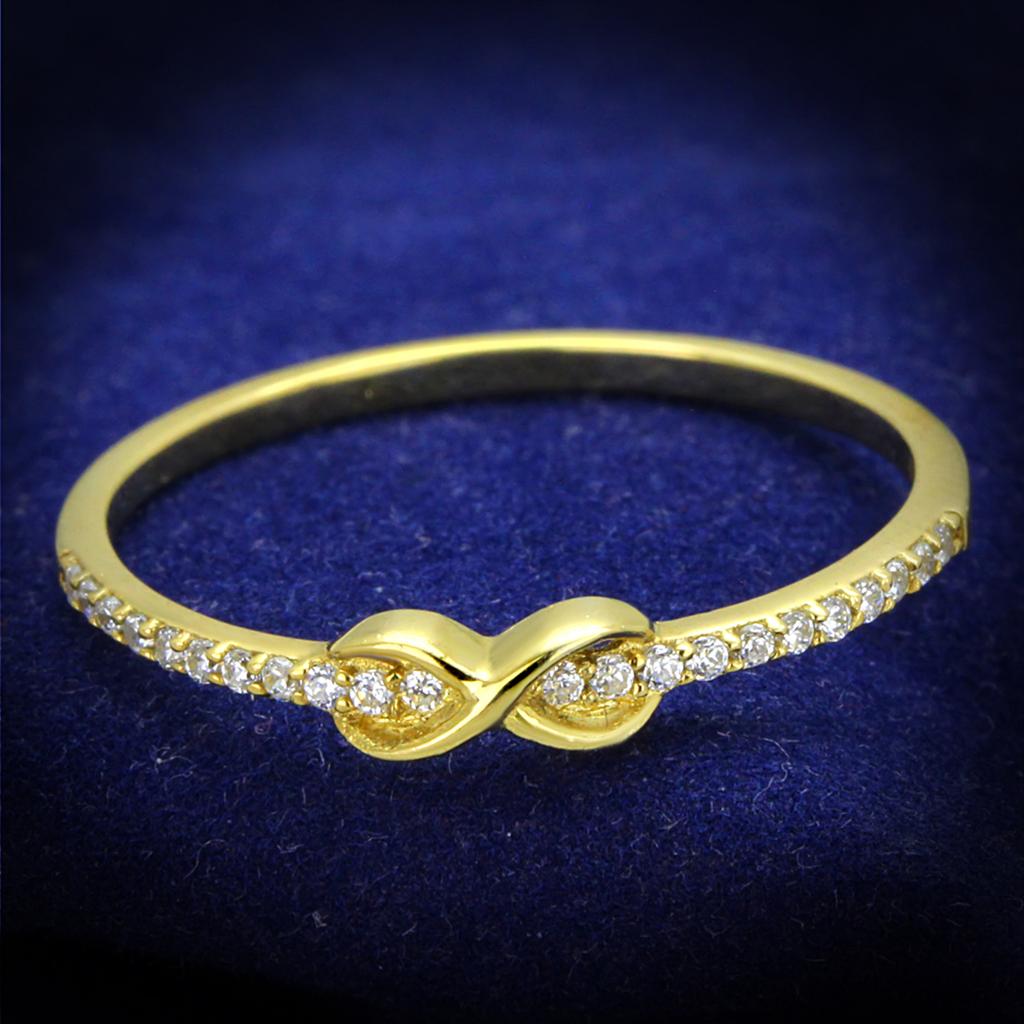TS405 - Gold 925 Sterling Silver Ring with AAA Grade CZ  in Clear-0