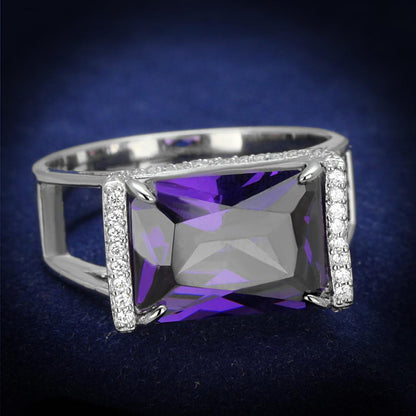 TS417 - Rhodium 925 Sterling Silver Ring with AAA Grade CZ  in Amethyst-0