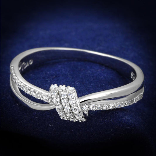 TS435 - Rhodium 925 Sterling Silver Ring with AAA Grade CZ  in Clear-0