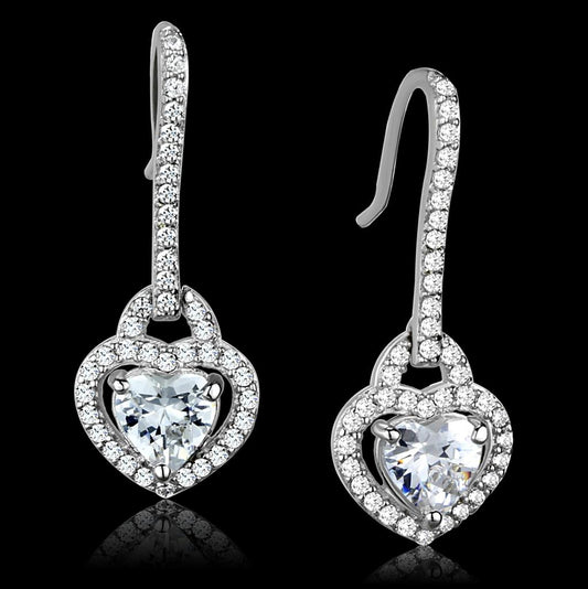 TS439 - Rhodium 925 Sterling Silver Earrings with AAA Grade CZ  in Clear-0