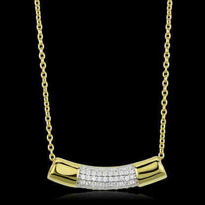 TS452 - Gold+Rhodium 925 Sterling Silver Chain Pendant with AAA Grade CZ  in Clear-0