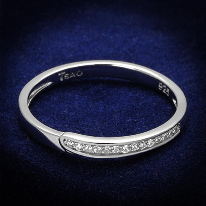 TS472 - Rhodium 925 Sterling Silver Ring with AAA Grade CZ  in Clear-0
