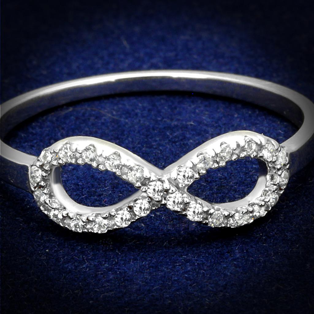 TS487 - Rhodium 925 Sterling Silver Ring with AAA Grade CZ  in Clear-0