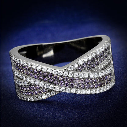 TS522 - Ruthenium 925 Sterling Silver Ring with AAA Grade CZ  in Amethyst-0