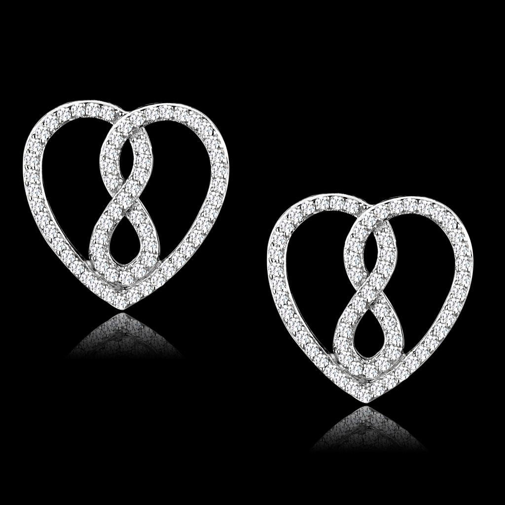 TS549 - Rhodium 925 Sterling Silver Earrings with AAA Grade CZ  in Clear-0
