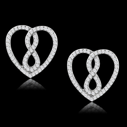 TS549 - Rhodium 925 Sterling Silver Earrings with AAA Grade CZ  in Clear-0