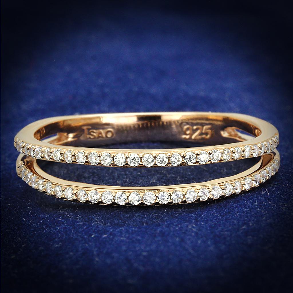 TS588 - Rose Gold 925 Sterling Silver Ring with AAA Grade CZ  in Clear-0