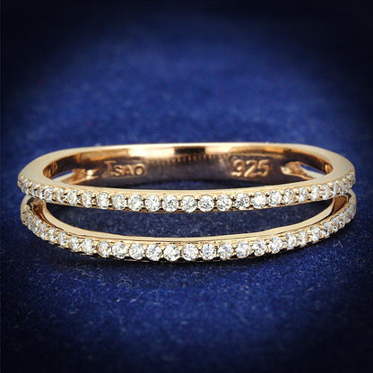 TS588 - Rose Gold 925 Sterling Silver Ring with AAA Grade CZ  in Clear-0