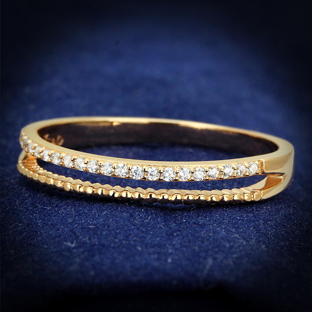 TS592 - Rose Gold 925 Sterling Silver Ring with AAA Grade CZ  in Clear-0