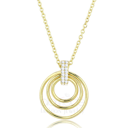 TS601 - Gold 925 Sterling Silver Necklace with AAA Grade CZ  in Clear-0