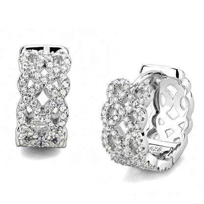 TS616 - Rhodium 925 Sterling Silver Earrings with AAA Grade CZ  in Clear-0