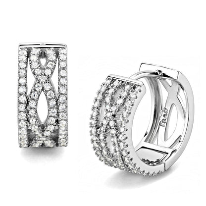 TS617 - Rhodium 925 Sterling Silver Earrings with AAA Grade CZ  in Clear-0