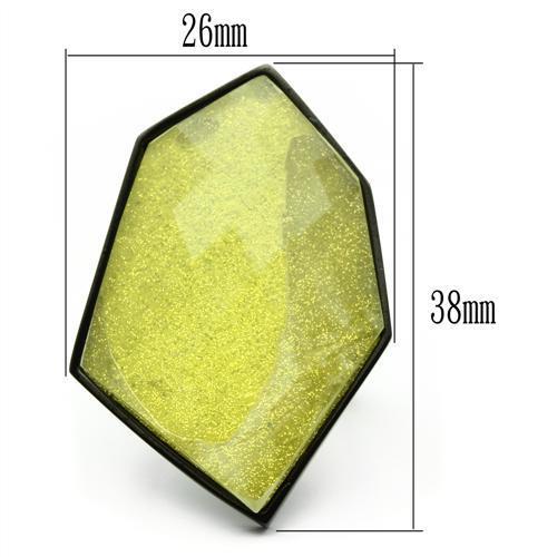 VL001 - IP Black(Ion Plating) Brass Ring with Synthetic Synthetic Stone in Apple Green color-1