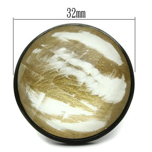 VL004 - IP Black(Ion Plating) Brass Ring with Synthetic Synthetic Stone in Brown-1