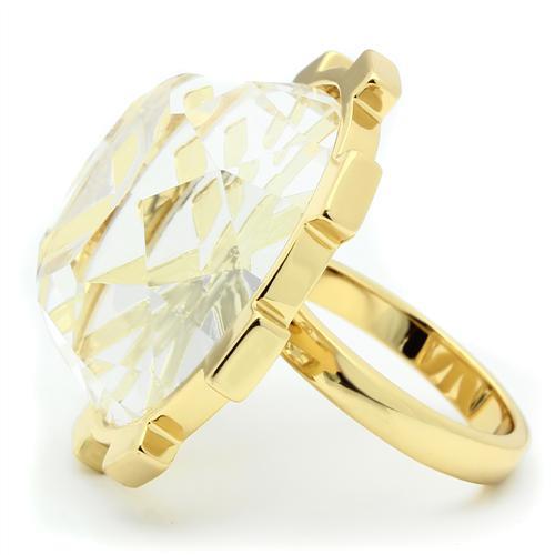VL006 - Gold Brass Ring with Synthetic Synthetic Glass in Clear-2
