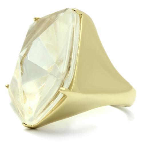 VL007 - Gold Brass Ring with Synthetic Synthetic Stone in Clear-2