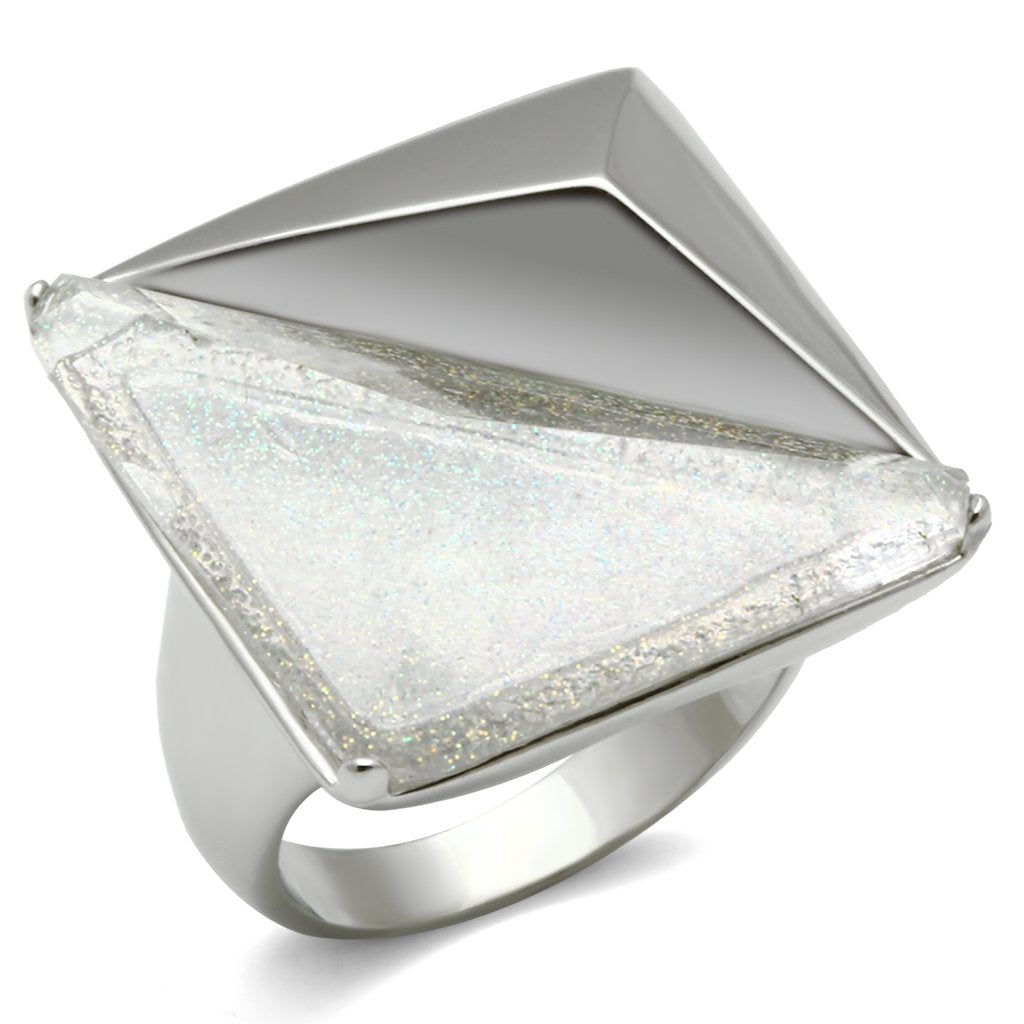 VL009 - Rhodium Brass Ring with Synthetic Synthetic Stone in Aurora Borealis (Rainbow Effect)-0
