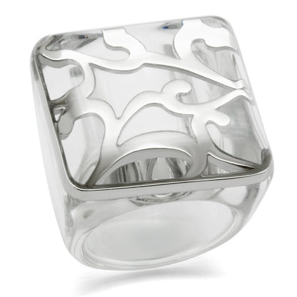 VL012 - Rhodium Brass Ring with Synthetic Synthetic Stone in Clear-0