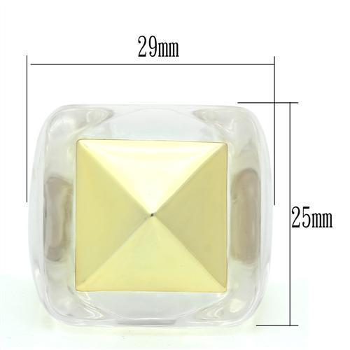 VL015 - Gold Brass Ring with Synthetic Synthetic Stone in Clear-1