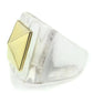 VL015 - Gold Brass Ring with Synthetic Synthetic Stone in Clear-2