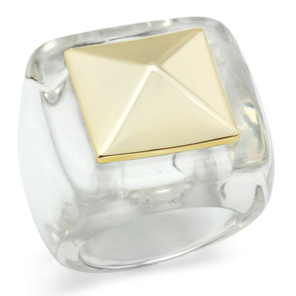 VL015 - Gold Brass Ring with Synthetic Synthetic Stone in Clear-0