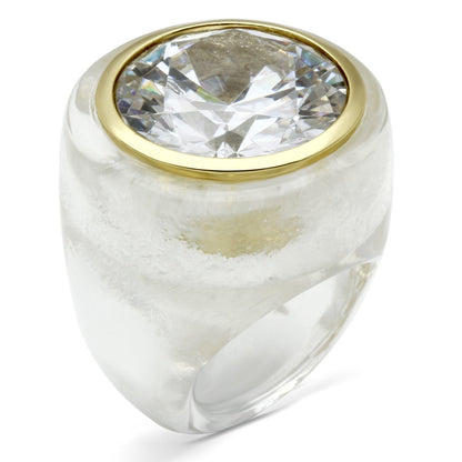 VL018 - Gold Brass Ring with AAA Grade CZ  in Clear-0