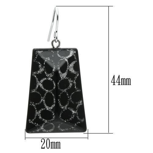 VL020 - IP rhodium (PVD) Brass Earrings with Synthetic Synthetic Stone in Jet-1