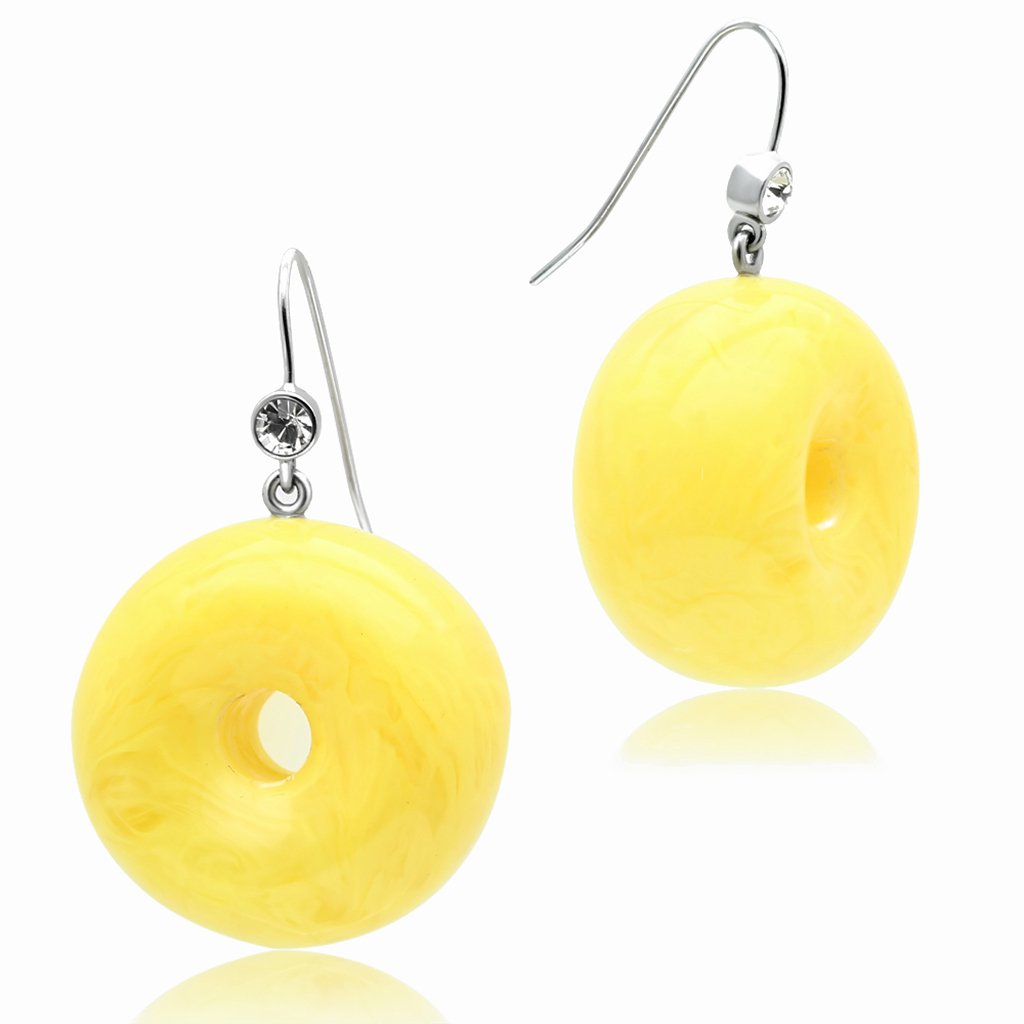 VL021 - IP rhodium (PVD) Brass Earrings with Synthetic Synthetic Stone in Topaz-0