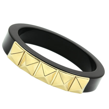 VL030 - IP Gold(Ion Plating) Brass Bangle with Synthetic Synthetic Stone in Jet-0