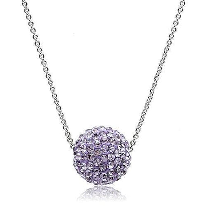 VL056 - Rhodium Brass Chain Pendant with Top Grade Crystal  in Light Amethyst-0